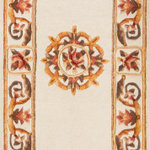 Momeni - Momeni Harmony India Hand Tufted Transitional Area Rug Ivory 2'3" X 8' Runner - The antique-style embellishment of this traditional area rug adds ornamental flourish to floors throughout the home. Available in royal shades of sage green, soft blue, ivory, rose and regal burgundy red, the ornate gold scrolls and scallops of each decorative floorcovering reflect the gilded grandeur of French baroque style. Hand tufted from 100% natural wool fibers, the curling vines and lush floral bouquets of the borders are hand carved for exquisite depth and dimension.
