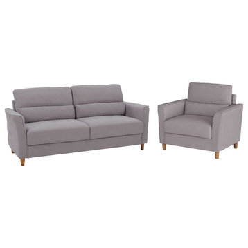 CorLiving Georgia Upholstered Chair and Sofa Set - 2pcs, Light Grey