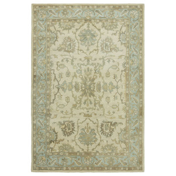 SEVILLE Hand-Tufted Wool and Silkette Area Rug, Blue, 2'x3'