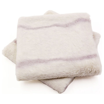 Finch Stripe Faux Fur 2 Piece Pillow Shell Sets, Lilac, 20" X 20"