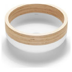 Bathco - Lucca Solid Surface bathroom vessel sink. Natural wood, White-Natural Birch - Available as pre-order only. Lead time 4 weeks.