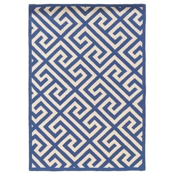 Hawthorne Collection 5' x 7' Hand Hooked Key Wool Rug in Navy