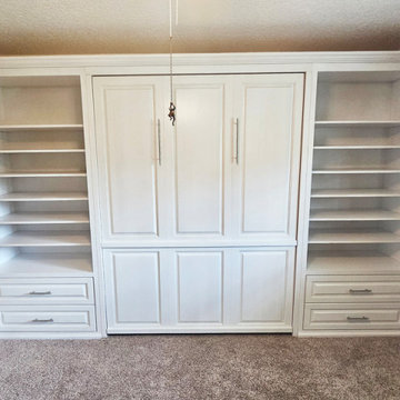 Traditional 6 Raised Panels Murphy Wall Bed Built-In Wall-to-Wall with Custom Bo