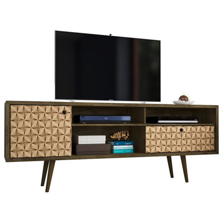 Manhattan Comfort Liberty Solid Wood TV Stand for TVs up to 65" in Brown