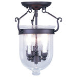 Livex Lighting - Jefferson Ceiling Mount, Bronze - Carrying the vision of rich opulence, the Jefferson has evolved through times remaining a focal point of richness and affluence. From visions of old time class to modern day elegance, the bell jar remains a favorite in several settings of the home. Using hand blown clear seeded glass...the possibilities are endless to find a piece that matches your desired personality and vision.
