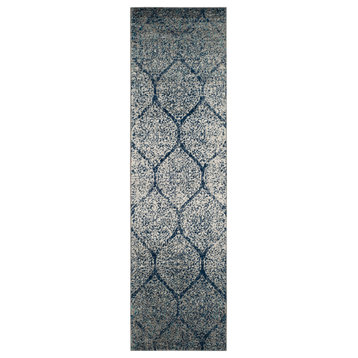 Safavieh Madison Collection MAD604 Rug, Navy/Silver, 2'3" X 8'