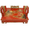 Consigned Antique Chinese Carved Red Lacquer Chair