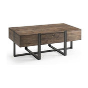 Prescott Modern Reclaimed Wood Condo Rectangular Coffee Table, Rustic Honey