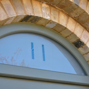 Timber Entrance Doors with Arched Fanlight in Tent Grey