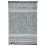 Jaipur Living - Jaipur Living Rao Indoor/Outdoor Border Gray/Light Blue Area Rug, 8'9"x12'5" - With an assortment of relaxed, bohemian designs, the Tikal collection is the perfect weather-resistant and stylish accent for outdoor and indoor settings. The flat-woven Rao rug features a pattern-rich tribal border that frames a heathered center and chic fringe for added texture. The gray and light blue colorway offers a versatile decorating palette to any space.
