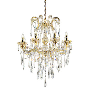 35" Tall "Luminere" Metal 8 LED Lights Chandelier With Crystals
