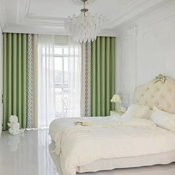 QYFL2302DA 2023 New Arrival Petrel Blue Grey Green Chenille Ready Made Curtains