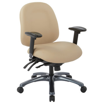 Multi-Function Mid Back Chair With Seat Slider, Buff