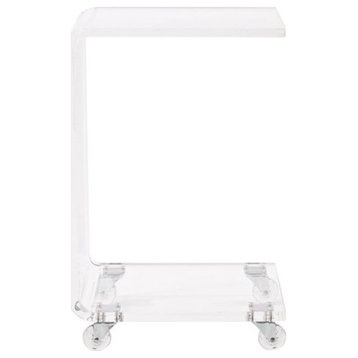 Pemberly Row Pure Decor C Shape Lucite and Acrylic Accent Table - Clear