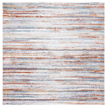 Safavieh Berber Shag Collection BER565A Rug, Blue Rust/Ivory, 7' X 7' Square