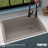Karran Drop-In Quartz 34" 1-Hole Single Bowl Kitchen Sink, Concrete