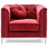 Glory Furniture Pompano Velvet Chair in Burgundy