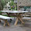 Outdoor Interiors Ivory Composite and Eucalyptus Wash Dining Table