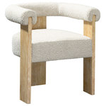 Meridian Furniture - Barrel Boucle Fabric Upholstered Dining Chair, Cream, Natural Finish - Prepare to fall in love with the elegant design of this Barrel dining chair. Designed to inject instant modern oomph into your space, this chair features a solid wood frame for sturdy durability and is outfitted with rich cream boucle fabric for a luxe finish. Pair this midcentury Barrel dining chair with a clear table to showcase its beauty from every angle and add a contemporary slant to your dining room group.