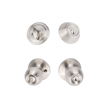 Contemporary Series Tahoe Entry Knob And Deadbolt, Satin Stainless
