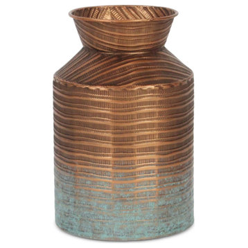 Kyani Copper and Rustic Teal Milk Jug Vase Decor - Small