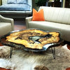 Rustic Freeform Ashwood Coffee Table, Epoxy Resin & Wood