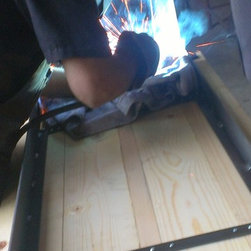 hand cut steel console or communal table - Side Tables And End Tables