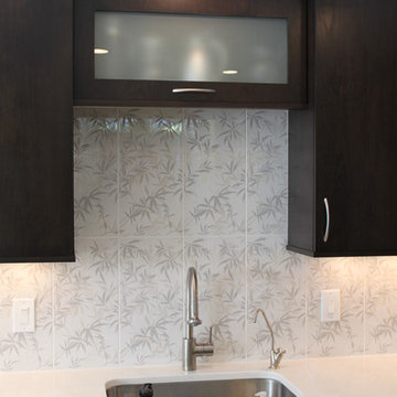 Modern dark stained cherry wood kitchen in Cambridge