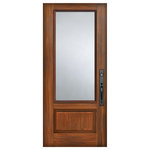Knockety - 3/4 Lite Fiberglass Door, Clear Glass, Left Hand Inswing - Comes in GunStock finish
