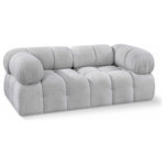 Meridian Furniture - Ames Boucle Fabric Modular Sofa, Grey, 2-Piece: 2 Corner Chair - Introduce a touch of modern sophistication to your living area with the exquisite Ames Boucle Fabric Sofa. With plush grey boucle fabric and unique design, it will elevate the visual appeal of your living space. This elegant and captivating sofa can be mixed and matched with other pieces from the collection to create an endless array of stunning looks. So, get ready to transform your living area into an inviting and stylish haven with the Ames Boucle Fabric Sofa.