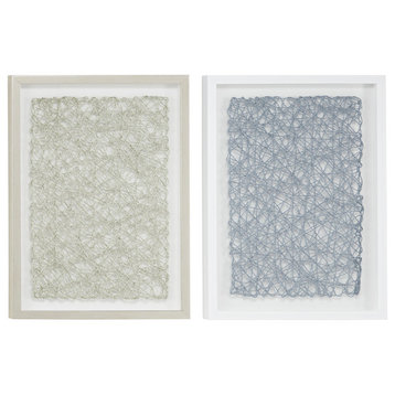 Silver & Gray Abstract String Art Shadow Box Wall Decor | Set of 2