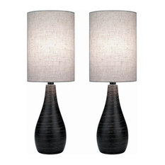 #2 Pack-Table Lamp, Brushed D.Brz/Linen Shade, E27 Cfl 13Wx2