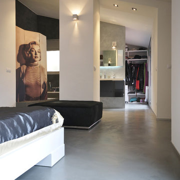 Topcret Microcement applied on Bedroom Floor / Walls and Bathroom Floor