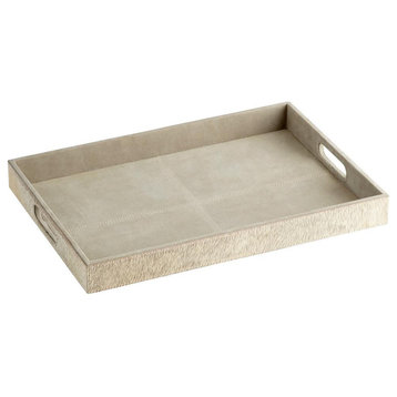 Large Brixton Tray, Grey, Leather and Suede, 20"W (10131 MDQGR)