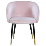 Meridian Furniture - Louise Velvet Dining Chair, Pink - Redefine your living space with this modish Louise Pink Velvet Dining Chair. Featuring stunning velvet pink upholstery and a curved back, this chair offers a comfortable seat for you to relax in. With a frame supported by black metal legs with gold tips, this contemporary chair is not only sturdy and eye-catching; it's stylish appeal and durability is sure to make it a favorite in your home for years to come.