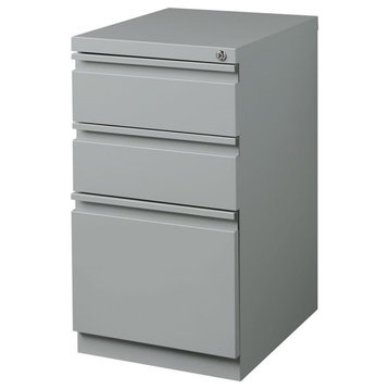 Hirsh 20-inch Deep Mobile Pedestal File 3-Drawer Metal Box/Box/File. Silver