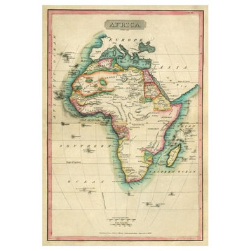 "Africa, 1820" Digital Paper Print by John Melish, 17"x24"