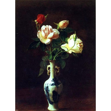 George Cochran Lambdin Roses in a Vase, 18"x27" Wall Decal Print