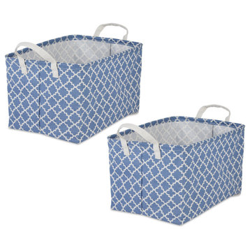 PE-Coated Laundry Bin Lattice Aqua Rectangle XL 12.5x17.5x10.5 (Set of 2)