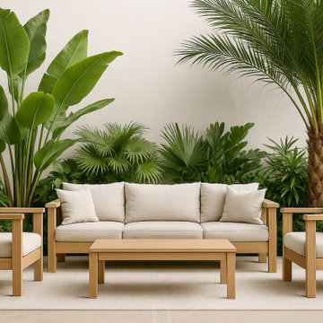 Singhal Villa_Outdoor Seating with Greenery by Neomen