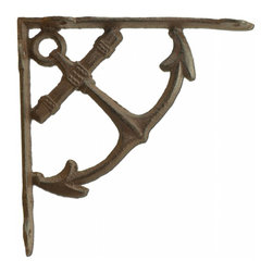 Import Wholesales - Nautical Shelf Bracket, Ship Anchor, Rust Brown Cast Iron, 7.75" Deep - Brackets
