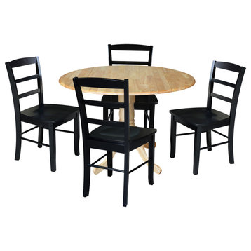 42 in. Dual Drop Leaf Table with 4  Ladder Back Dining Chairs
