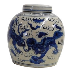 Chinese Vintage Blue & White Porcelain Ginger Jar Hgj15 - Decorative Objects And Figurines
