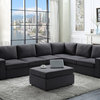 Bayside Modular Sectional Sofa With Ottoman, Dark Gray Linen