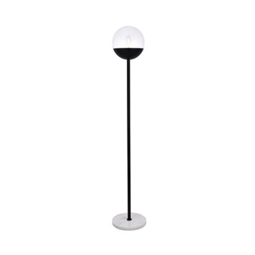 Eclipse 1-Light Floor Lamp, Black With Clear Glass