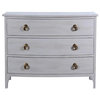 Chest of Drawers Athens Bow Front Pewter Gray Solid Wood Brass 3 Deep