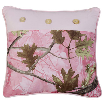 Oak Camo Pillow, 17"x17" Pink