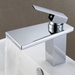 Contemporary Waterfall Bathroom Sink Faucet Chrome Finish T6005 - Bathroom Sink Faucets
