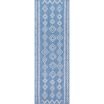 nuLOOM Serna Moroccan Indoor/Outdoor Area Rug, Blue, 2'x10'