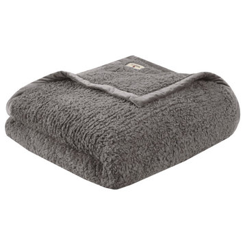 Woolrich Burlington Berber Blanket, Grey, Full/Queen